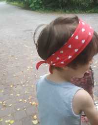 Nowa bawełniana chustka na głowę dziecięca serduszka handmade opaska