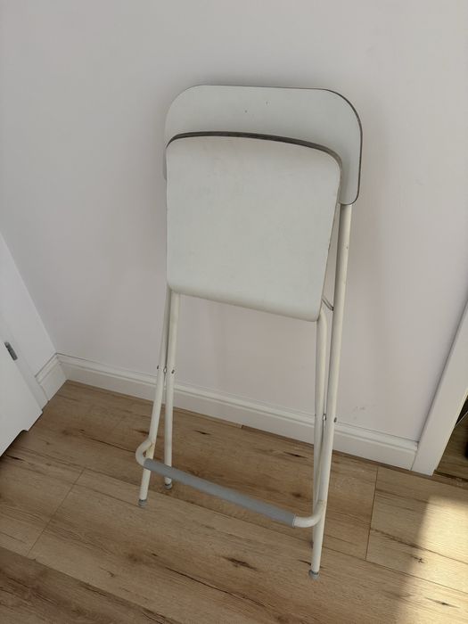 2 x krzesło barowe skladane biale wysokie hoker z oparciem