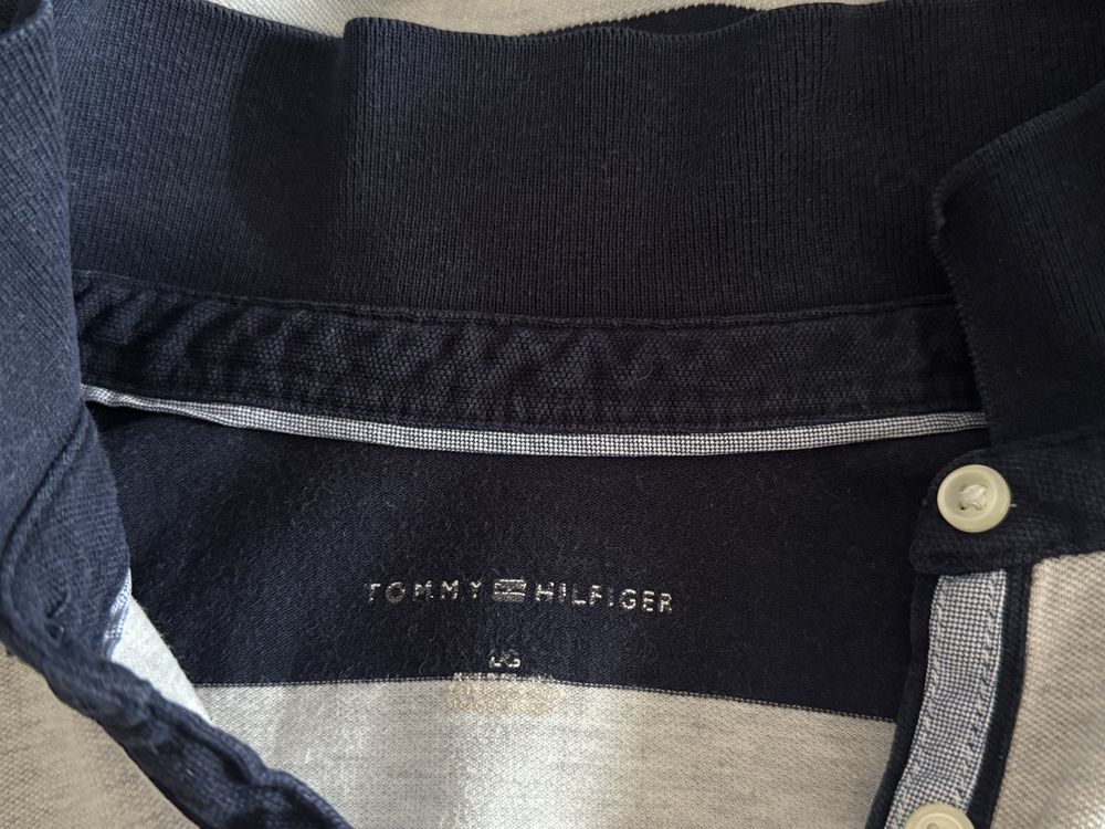 Koszulka Polo Tommy Hilfiger L Damska Old Money logowana Pasy Stripes