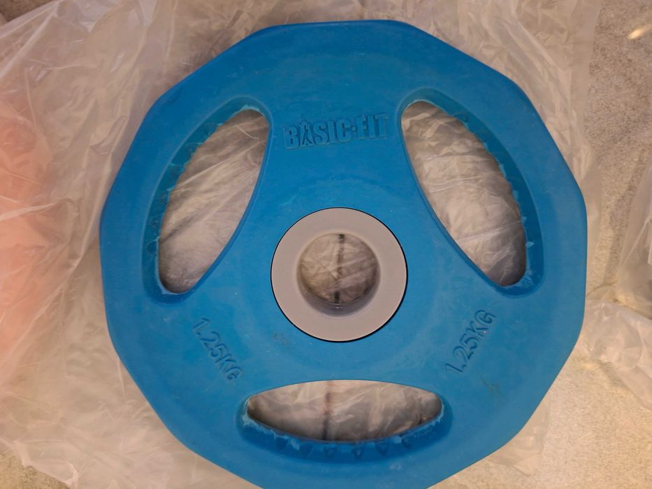 Sztanga + Hantle Powlekane/gumowane stałe BASIC FIT 8kg Prosty Gryf