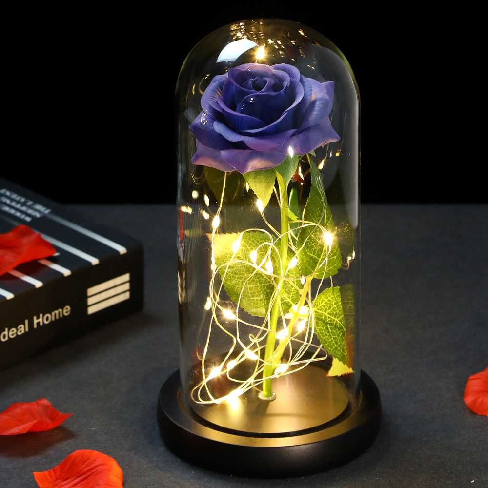 Piękna Wieczna Róża w Szkle Śliczna LED Prezent Na Dzień Mamy Matki