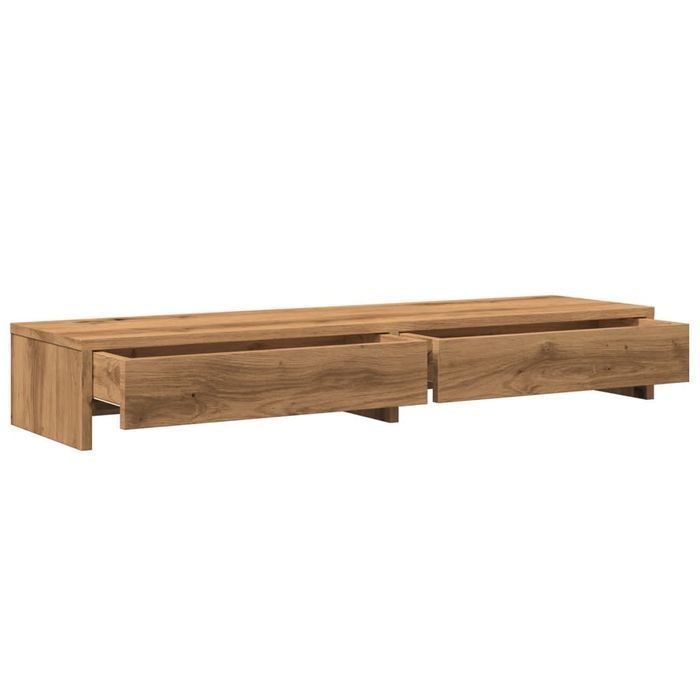 Vidaxl Podstawka Pod Monitor, Z Szufladami, Dąb Artisian, 100X27X15 Cm