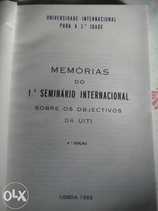 Livro antigo "Memórias do 1º seminário internacional"