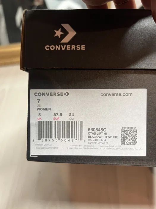 37,5 Converse All Star Chuck Taylor Lift black czarne na platformie