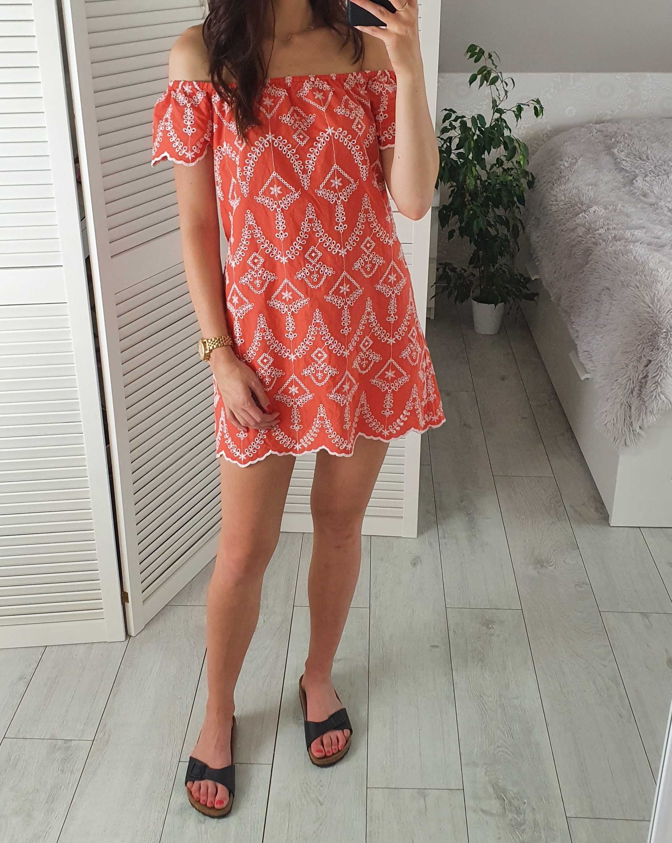 Miss selfridge 36 S sukienka hiszpanka haftowana letnia pomarańczowa
