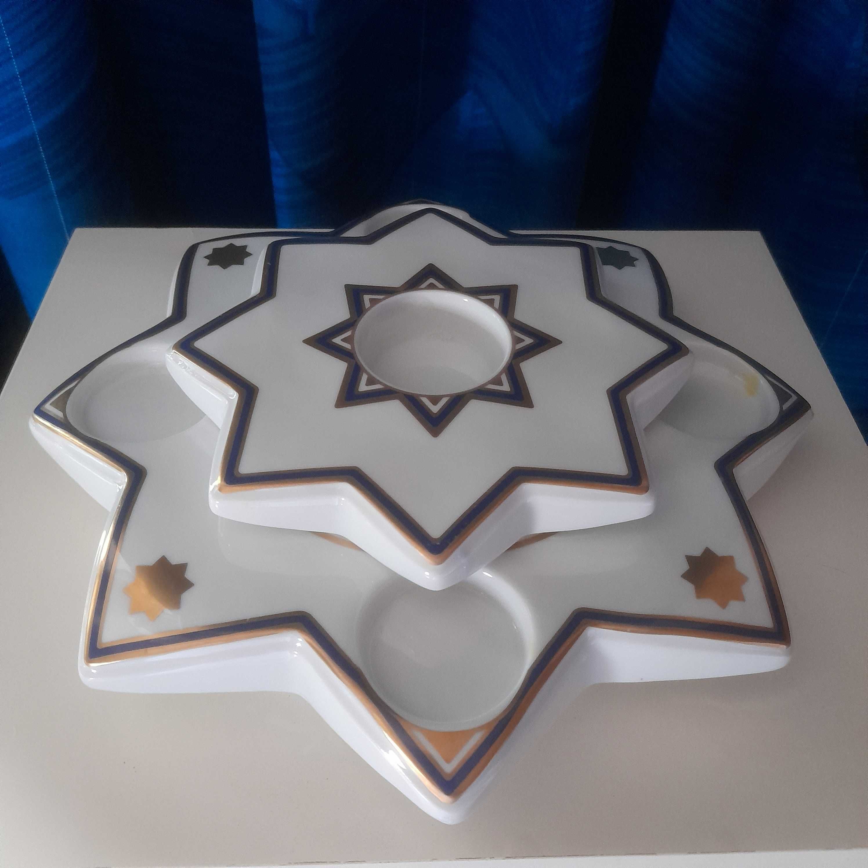 Komplet Furstenberg porcelanowe gwiazdy. Złocenia.
