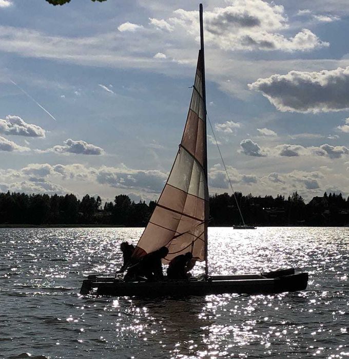 Katamaran składany, pompowane pływaki, rozkładany