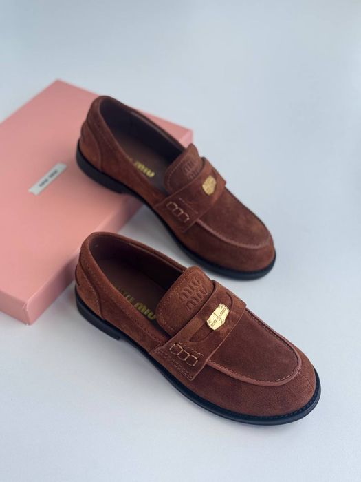 Лофери чорні/ коричневі Miu Miu