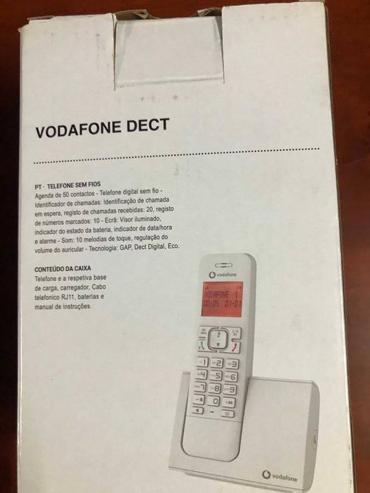 Telefone fixo Vodafone branco em caixa