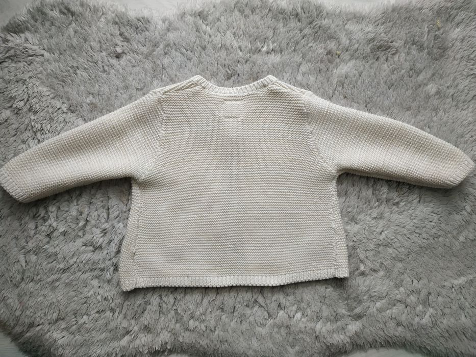Sweter/kardigan/ecru/złota nitka/łabędź/serduszka/Cool Club/Smyk/r. 68