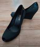 Buty meliski gumowe na koturnie matowe czarne 37