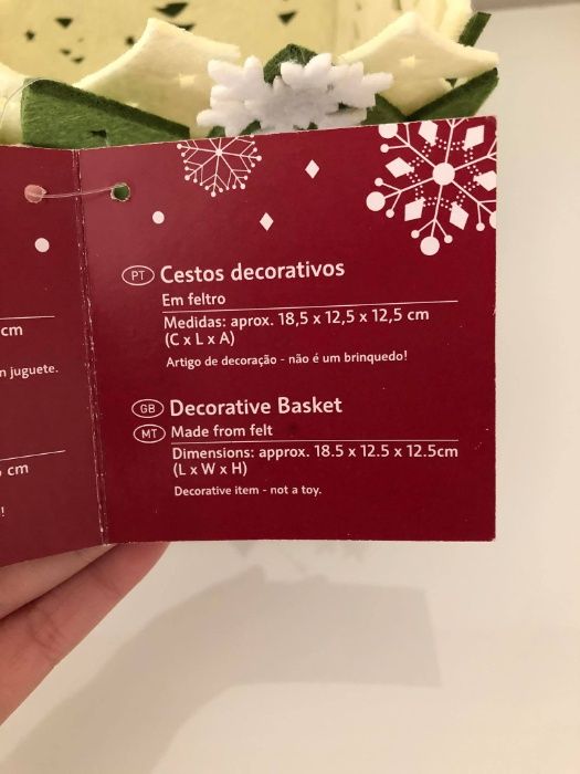 Cesta decorativa de feltro