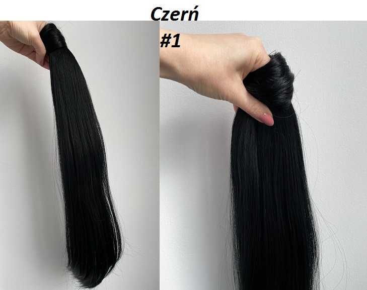 Doczepiany KUCYK kitka 60cm jak Naturalne ciemny lub czerń czarny