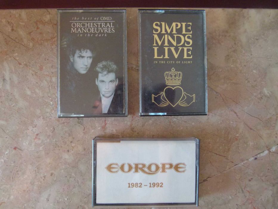 K7 cassetes Simple Minds, OMD, Europe, INXS, Toto  etc.