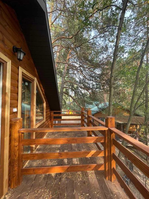 Здаю новий двохпов. зруб з каміном на 12чол.(баня та чан) ліс, Десна