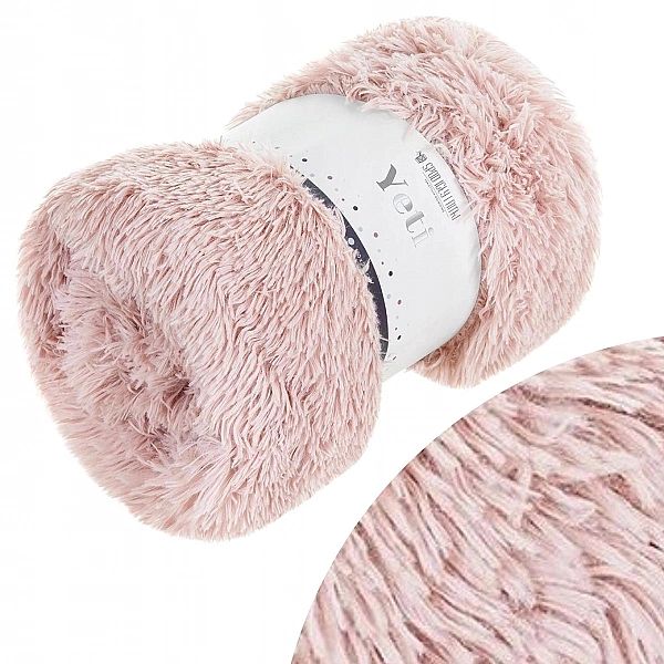 Koc narzuta na łóżko 200x220 Włochacz Futrzany Yeti Pudrowy