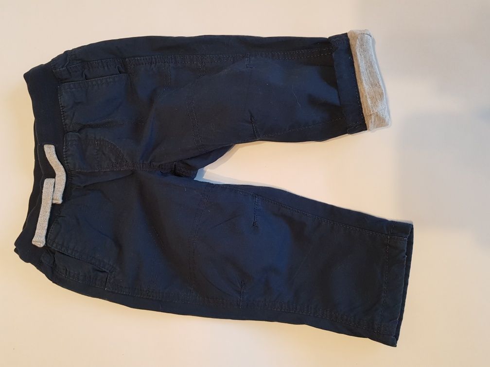 H&M spodnie chinosy ocieplane rozm.68, granatowe