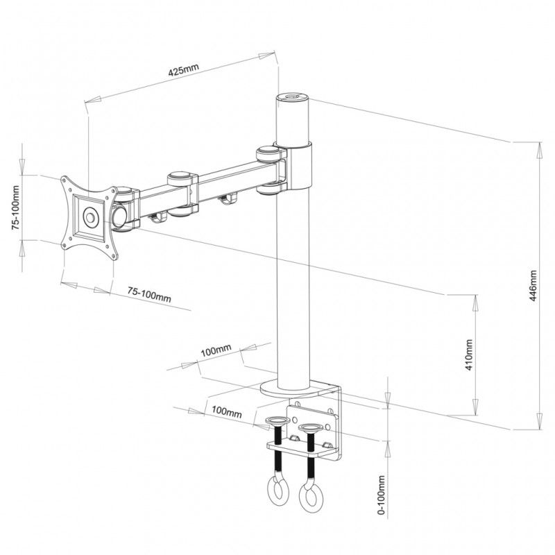 Uchwyt biurkowy do monitora wieszak LED/LCD 13-27" L-01 PIVOT