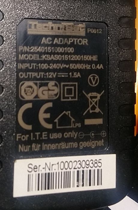 zasilacz Technisat dekoder 12 V 1,5 A 1500 mA