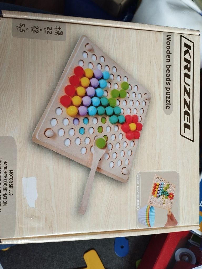 Mozaika układanka koraliki kulki puzzle drewniana zabawka montessori