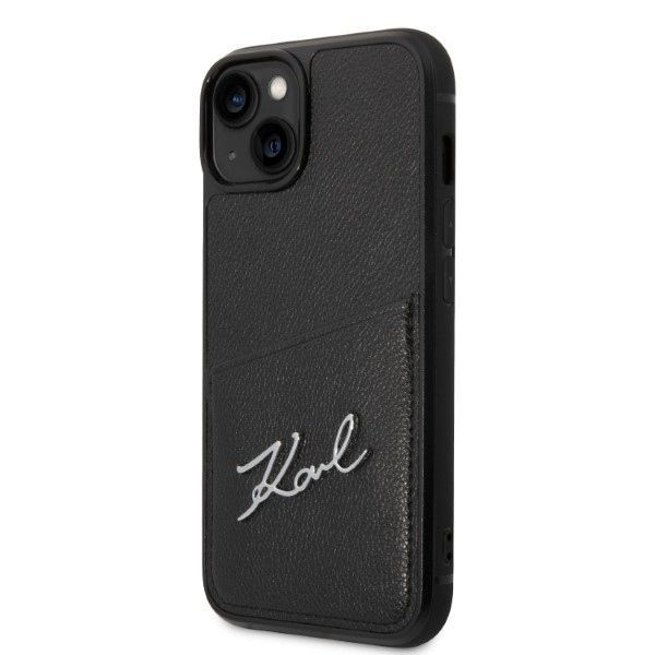 Etui Karl Lagerfeld iPhone 14/15/13 6,1", Czarny, Logo, Kieszeń