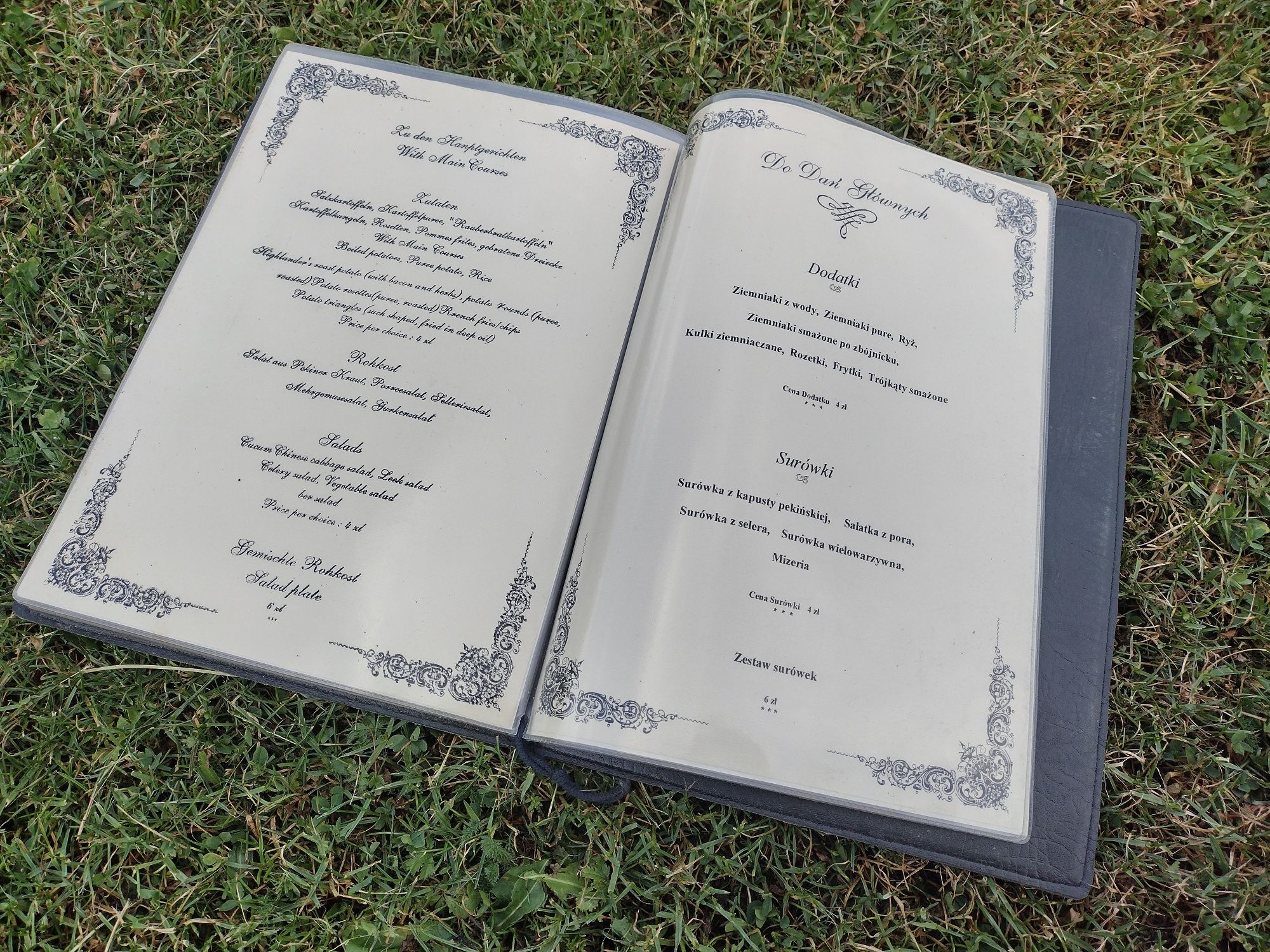 Menu restauracji Hotelu Pałac w Sieniawie