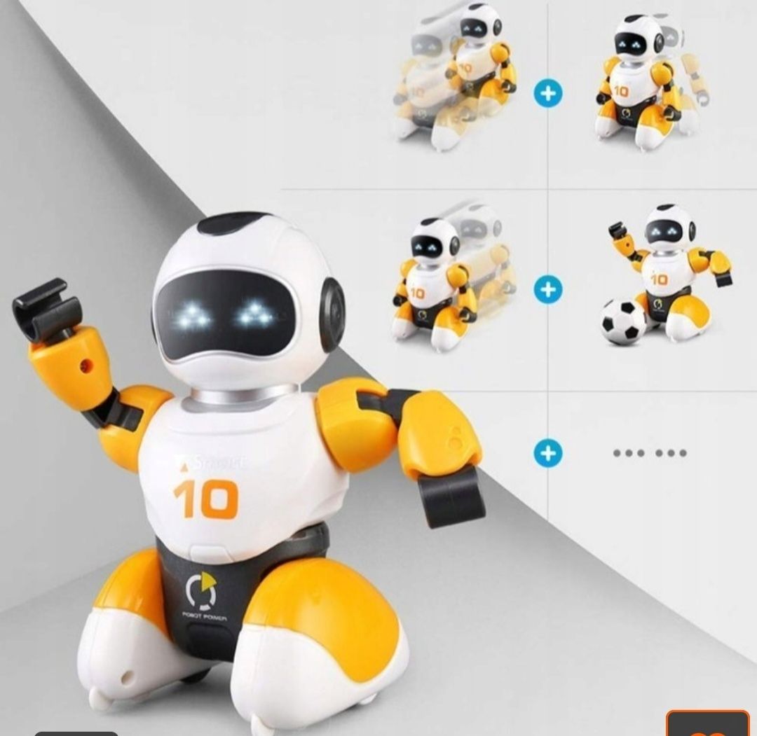 Dwa roboty interaktywne grające w piłkę