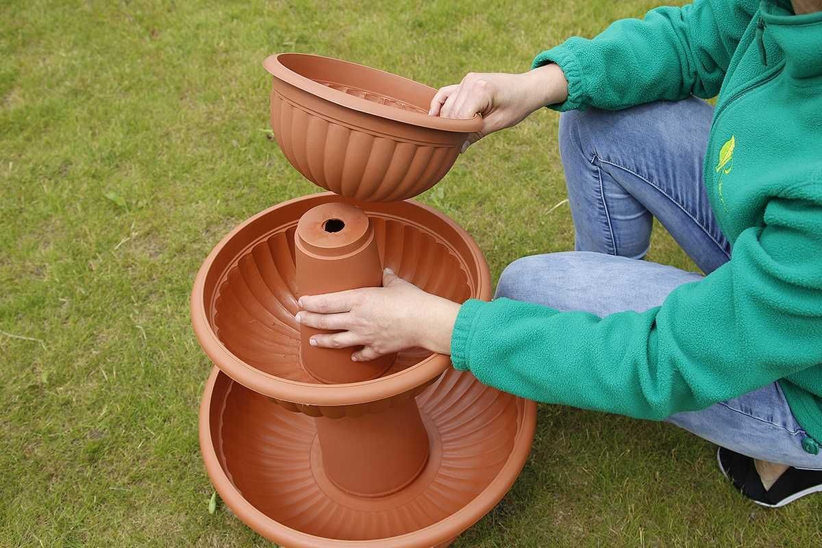 Doniczka kaskada miski terakota 3 poziomy kwietnik
