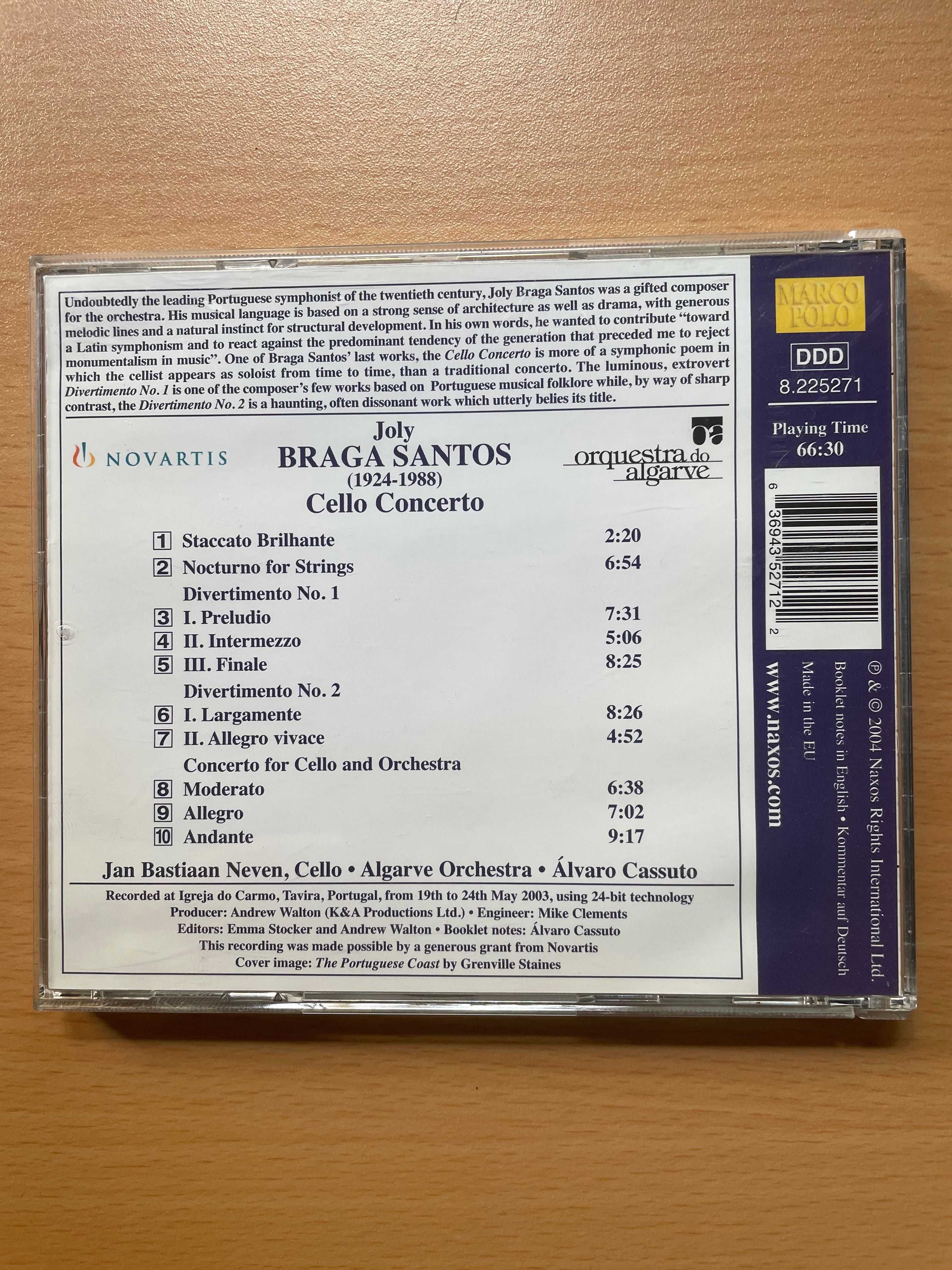 CD Concerto p/ cello&orquestra, Divertimento Braga Santos