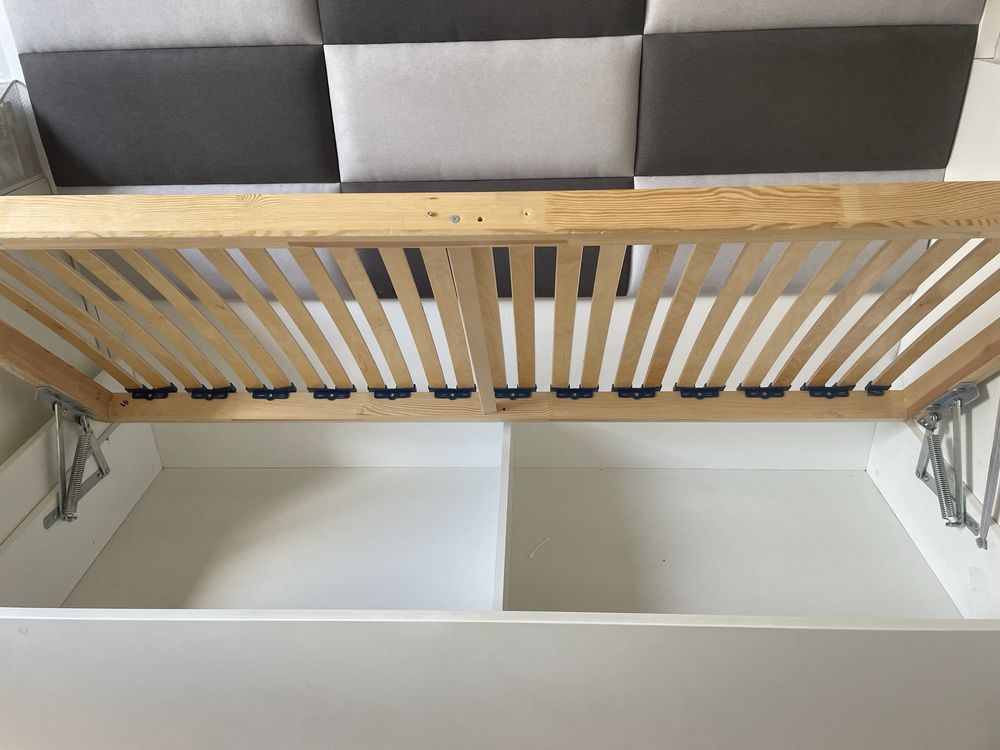 Białe łożko pojedyncze 180x80 cm z dwoma komorami