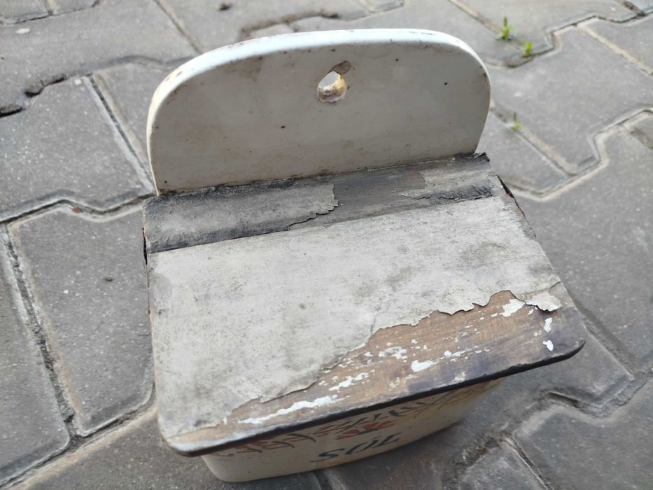 Solniczka Pojemnik na sól PRL Włocławek ceramiczny do odnowienia