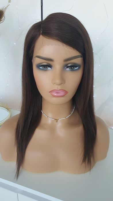 Peruka z włosów naturalnych w 100% Agnieszka brąz lace front