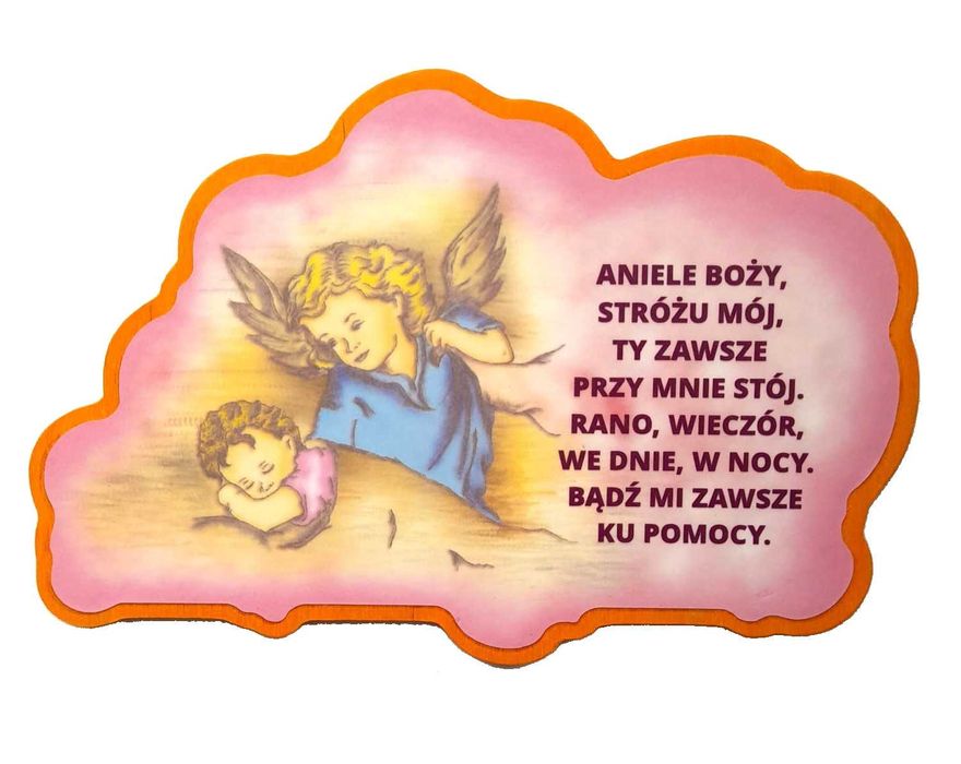 Obraz na deseczce Anioł Stróż modlitwa chrzest komunia prezent Aniele