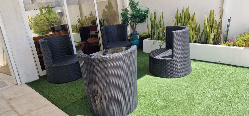 Conjunto jardim exterior em Rattan