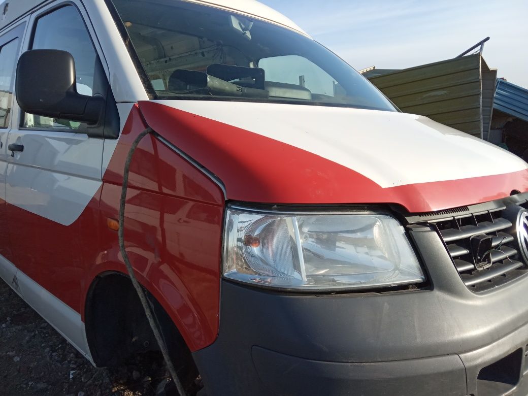 T5 przód komplet lampa zderzak maska błotnik chłodnica pas