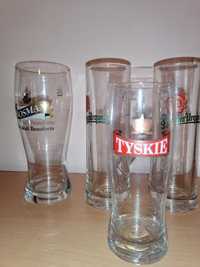 Zestaw czterech szklanek / kufli, Tyskie, Bosman i Pilsner Urquell