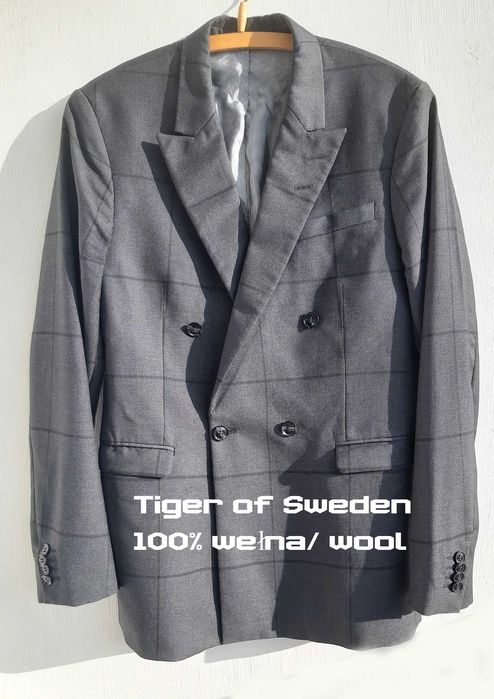 Tiger of Sweden dwurzędowa marynarka/ blezer 100% wełna r.48