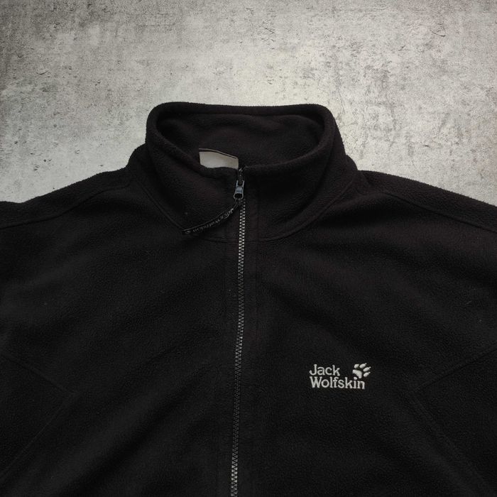 MĘSKA Bluza Rozpinana Czarna Polar Nanuk Jack Wolfskin Haft Trekking