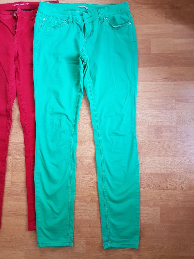 Spodnie z Orsay czerwone i zielone r.38 i 40