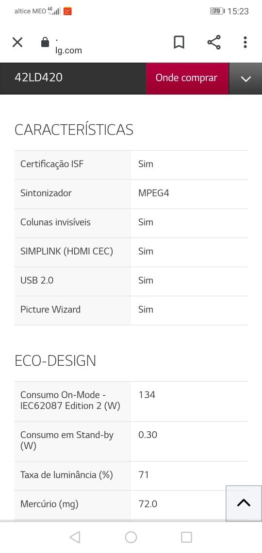 Televisão LG 42