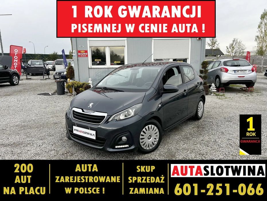 Peugeot 108 1 ROK GWARANCJI W CENIE AUTA, Zamiana, Mały Przebieg, 5 Drzwi, Klima
