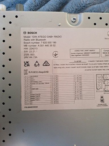 Oryginalne radio Mercedes Atego 24v 1 din dab Bluetooth usb 2023 r.