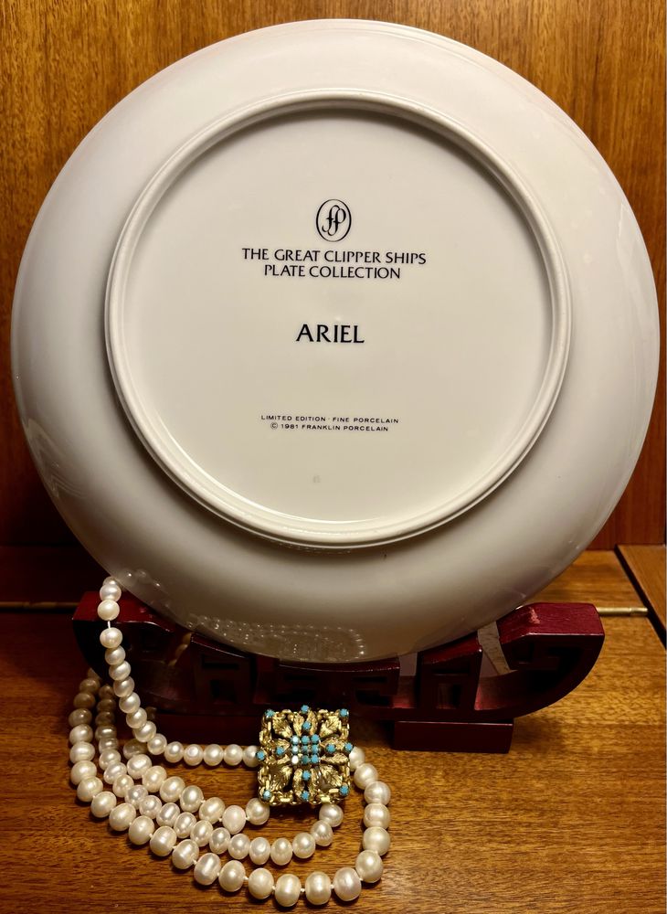 Elegancki FRANKLIN MINT Kolekcjonerski Statek Żaglowiec Talerz Model