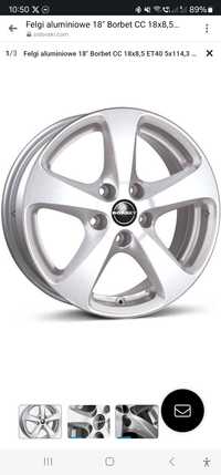 Felgi aluminiowe 18" Borbet CC 18x8,5 ET40 5x114,3 Srebrne + opony M+S