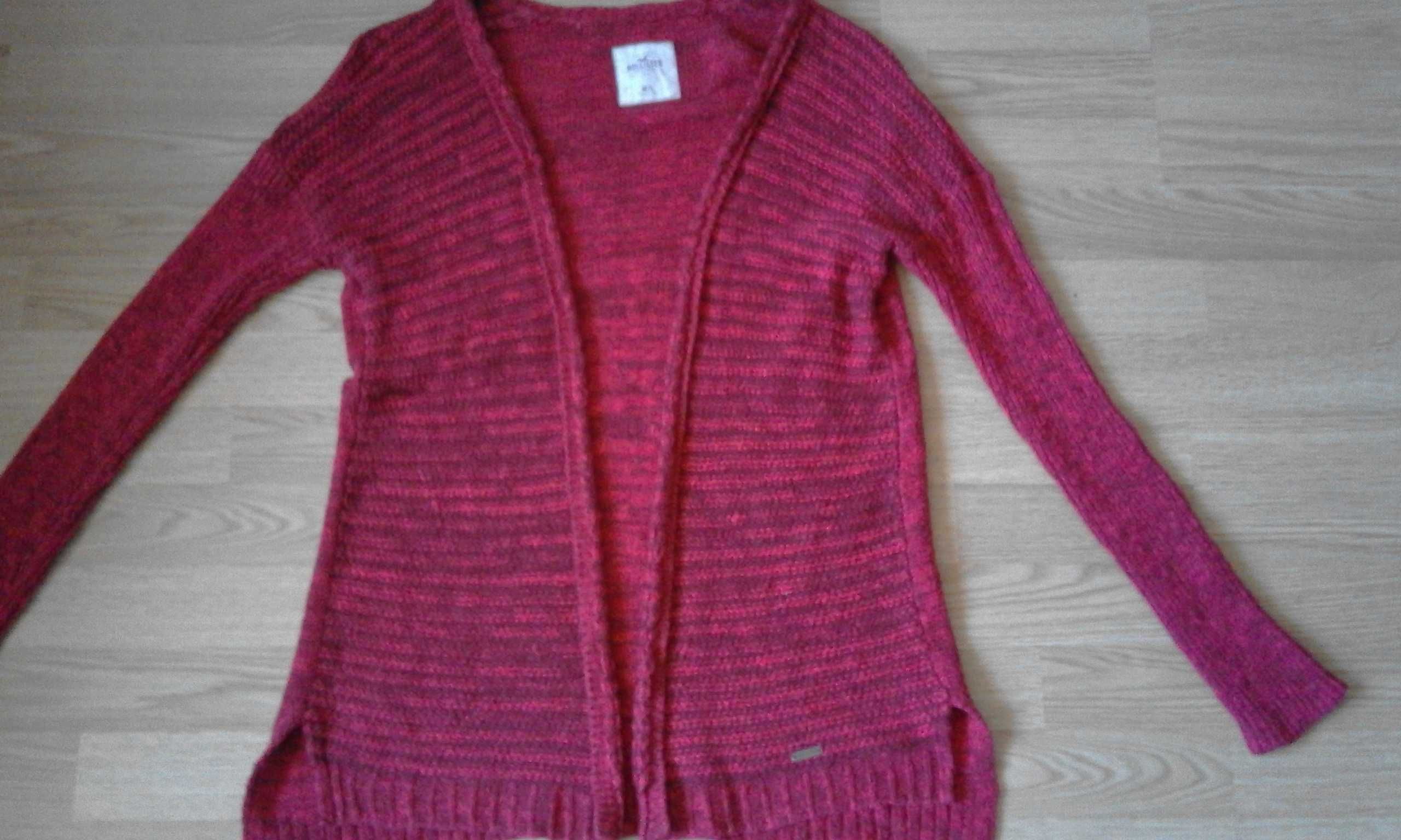 sweter długi kardigan czerwony 36 38