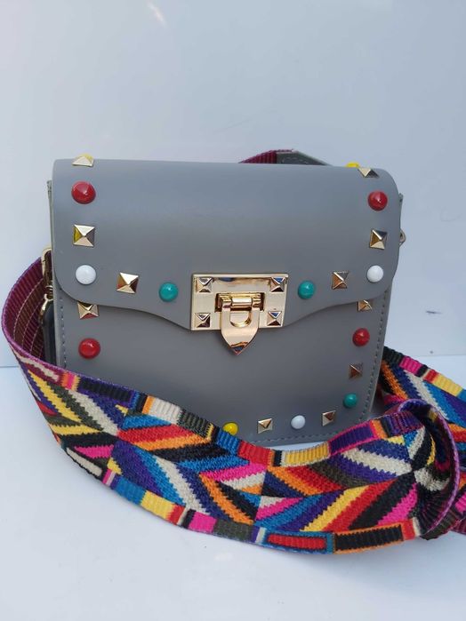 Torebka boho etno CREOLE kolorowa pastylki torba listonoszka skórzana