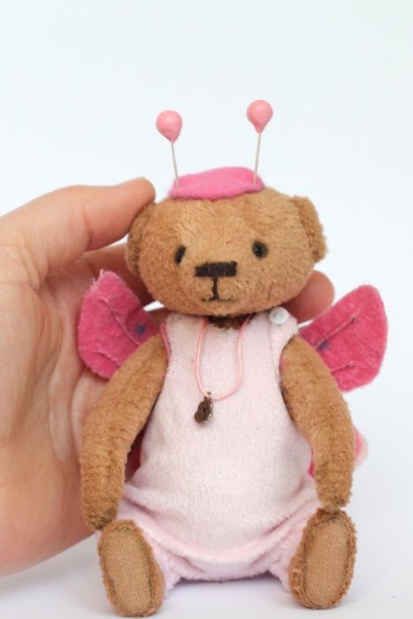 Мишка Тедди (розовая бабочка), 14,5 см. Сшит по всем технологиям