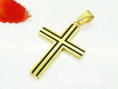 Zawieszka męska do łańcuszka krzyżyk złoty duży stal 316L pasek Z300