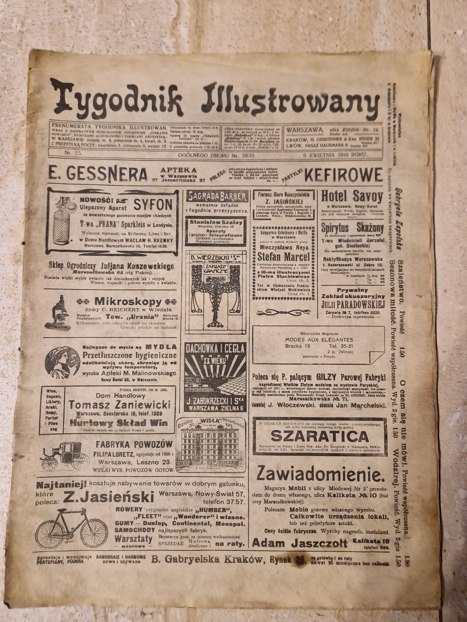 Tygodnik ilustrowany nr 15 z 1910 roku