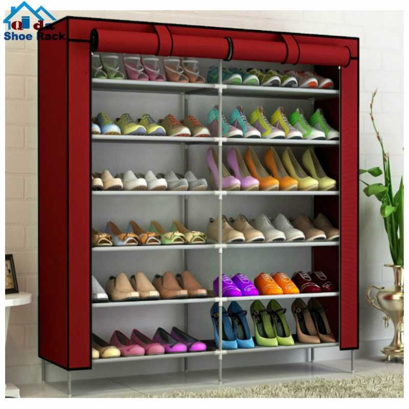 Тканинна подвійна полиця-шафа стелаж для взуття  Shoe Cabinet 6х2 пол.